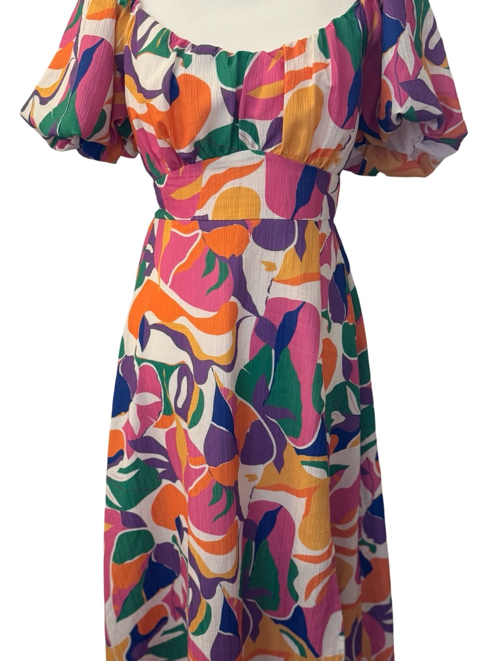 Colorful Floral Off Shoulder Women’s Bohemian Dress- Peach Love California